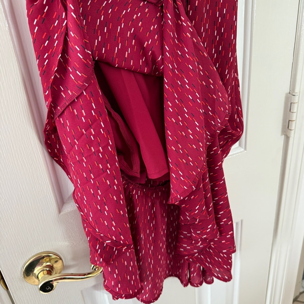 Banana Republic Red Patterned Midi Dress - Picture 9 of 10